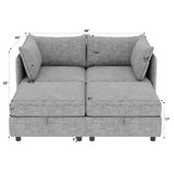 Chenille Loveseat with Storage Grey 68"