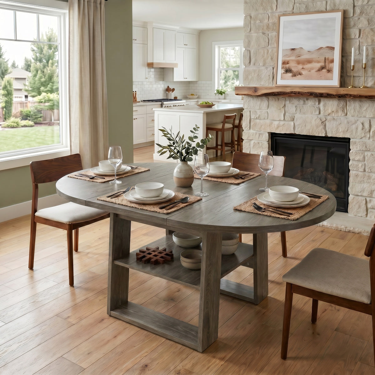 Engineered Wood Dining Table Gray 50"