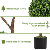4FT Tall Artificial Boxwood Topiary Tree Large Faux Green Plant in Pot