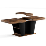 Engineered Wood Dining Table with Storage Black/Rustic Brown 44"
