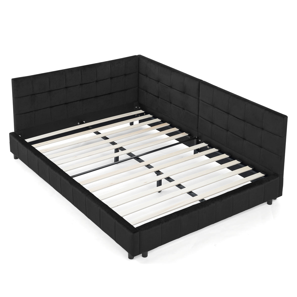 Full Upholstered Platform Bed Black