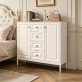 40.16" Beige Storage Sideboard Buffet Cabinet 4 Drawers 2 Doors