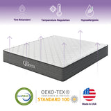 King Cooling Gel Hybrid Mattress 10 Inch Grey White Foam Spring