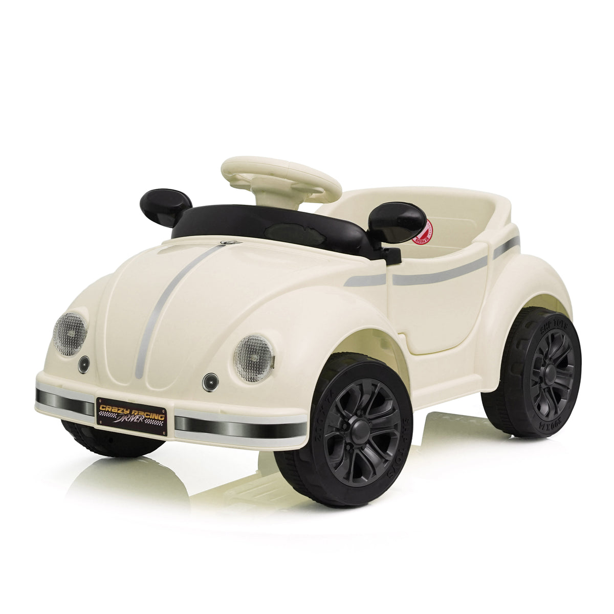 12V Kids Ride On Car W/2.4G RC,Classic Vintage Rounded Styling & Anti-Tip Design