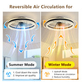 Ceiling Fan with LED Light - Crystal Flush Mount - Black - 20"