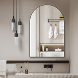 24x32 Black Metal Framed Arched Bathroom Mirror for Wall