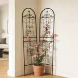 Black Metal Garden Trellis 71" x 19.7" Rustproof Iron Frame