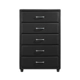Black Faux Leather Chest of Drawers with Silver Pulls