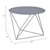 Accent Table - Metal - Gray - Round Top With Triangle Legs