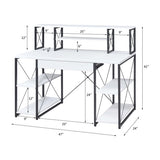 Writing Desk - Wood & Metal Sled Base - White - 47" Top with Drawer
