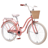 24" Girls Cruiser Bike Single Speed Peach Pink Basket Rack