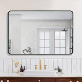 30x40 Black Metal Framed Rectangular Bathroom Mirror