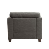 Linen Accent Chair with 3 Pillows, Nailhead Trim, Light Charcoal
