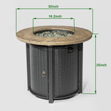 30" Propane Gas Fire Pit Table, 50000 BTU Round Steel Fire Pit