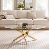 Oval Glass Dining Table Gold 39"
