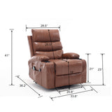 Power Lift Faux Leather Lift Recliner with Massage Brown