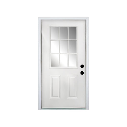 36 x 80 Fiberglass Entry Door Slab, 9 Lite Low-E Glass
