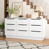 9-Drawer Engineered Wood Dresser White 63"
