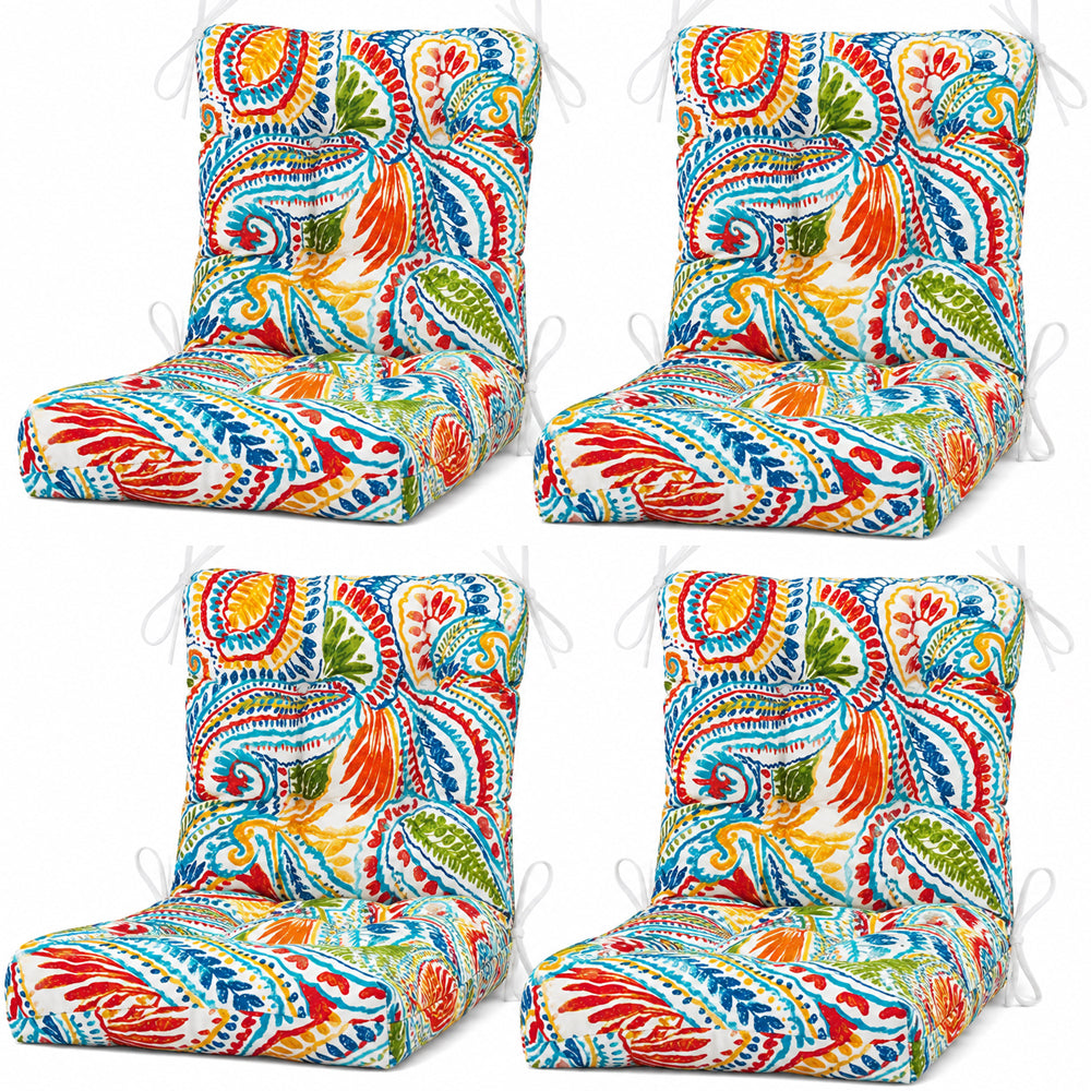 Outdoor Chair Cushions Set 8 19x19x4" Waterproof Paisley