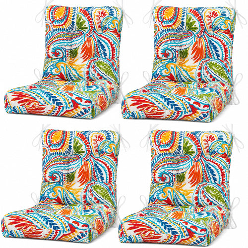Outdoor Chair Cushions Set 8 19x19x4" Waterproof Paisley