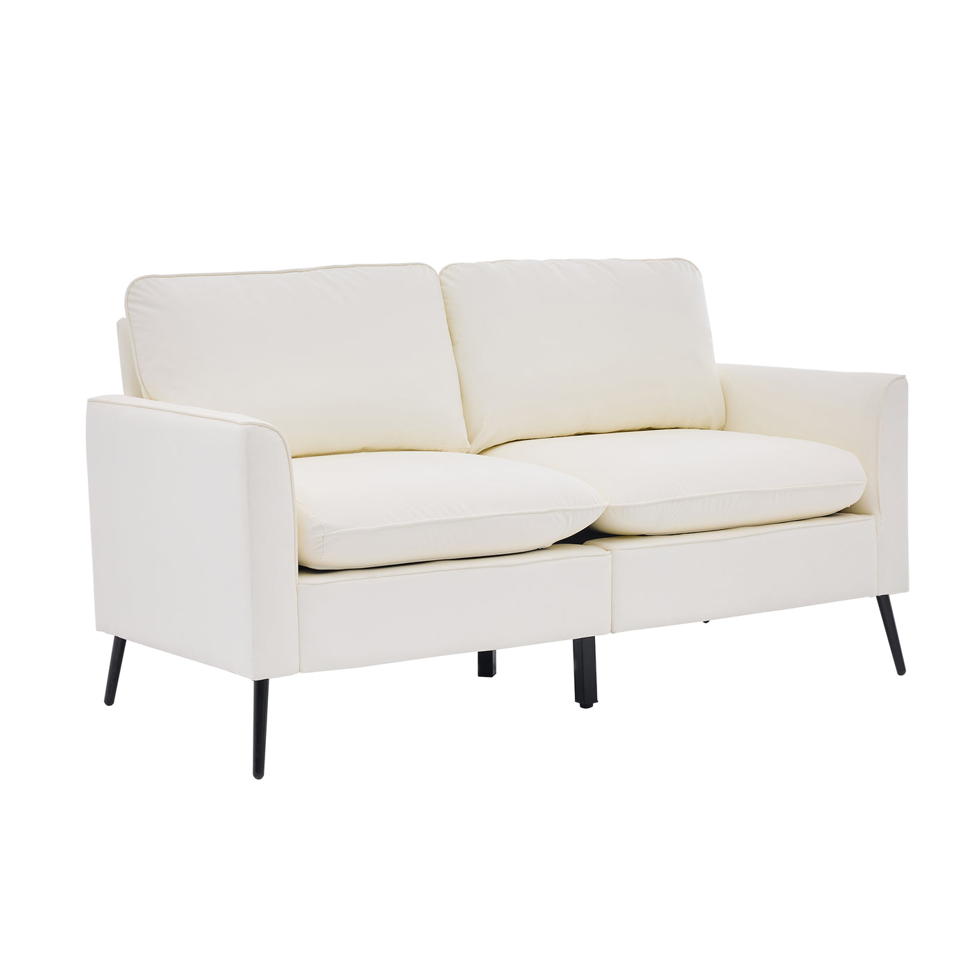 TS Nordic Retro Leather Loveseat Sofa 55.91" Cream White