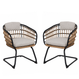 Wicker Dining Chair Set of 2 Patio Garden Outdoor