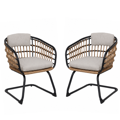 Wicker Dining Chair Set of 2 Patio Garden Outdoor