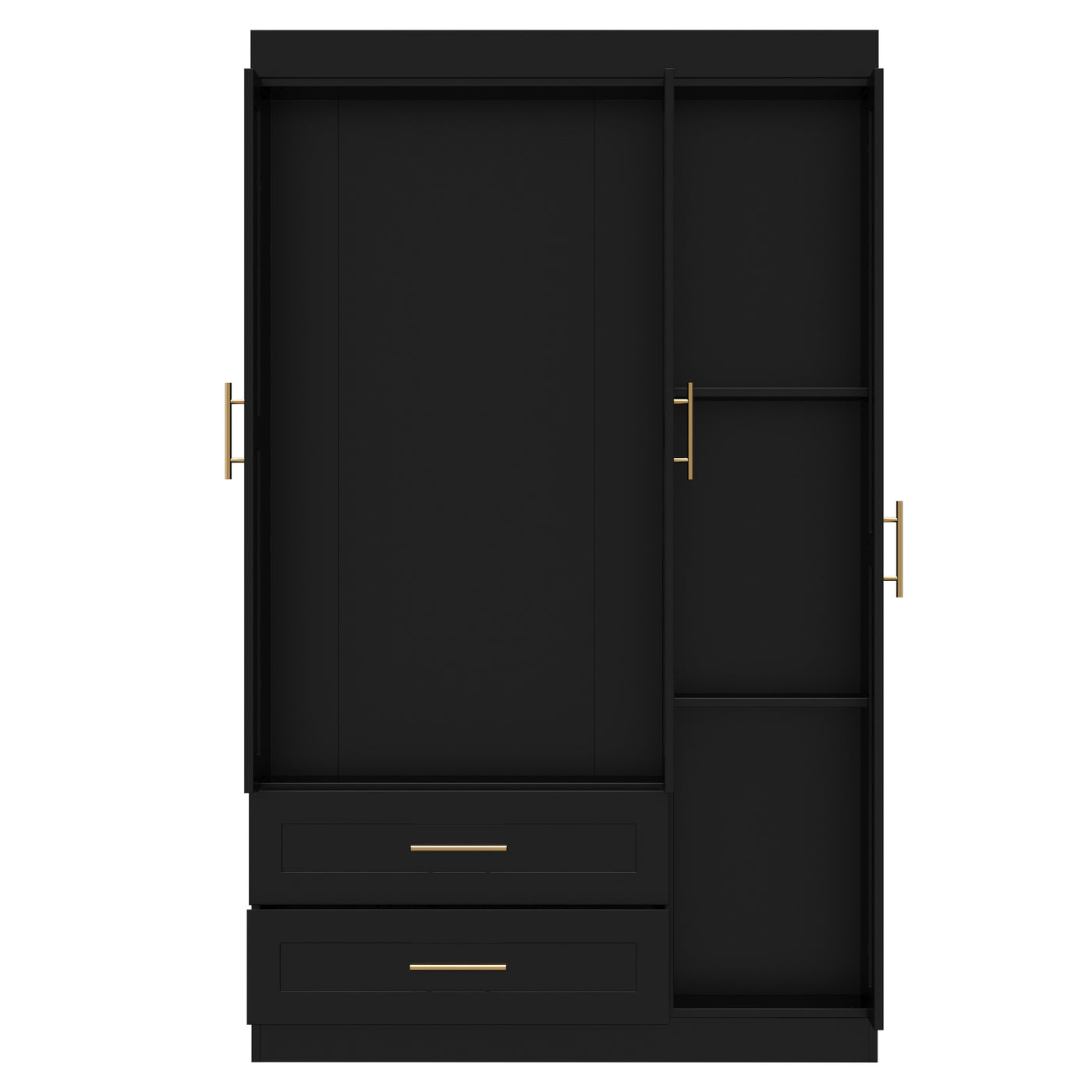Shaker Style Three-Door Wood Wardrobe Armoire with Shelves