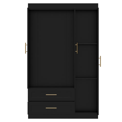 Shaker Style Three-Door Wood Wardrobe Armoire with Shelves