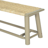 Farmhouse Solid Wood Rattan Bench 59 Inch Indoor Outdoor