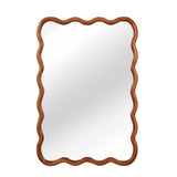 Yellowish Brown 24'x36' Wavy Rectangle Solid Wood Frame Decorative Mirror,For Be