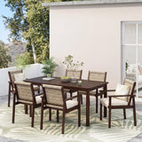 7 Piece Acacia Wood Outdoor Dining Set with Cushions
