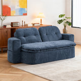 Sofa Bed Floor Modern Dark Blue Convertible Sleeper No Assembly 78.7 In