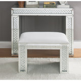 Mirrored Vanity Desk with Faux Crystal Inlay, Free Standing