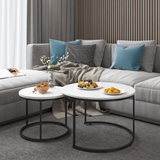 Round Wood Nesting Tables Set of 2 White