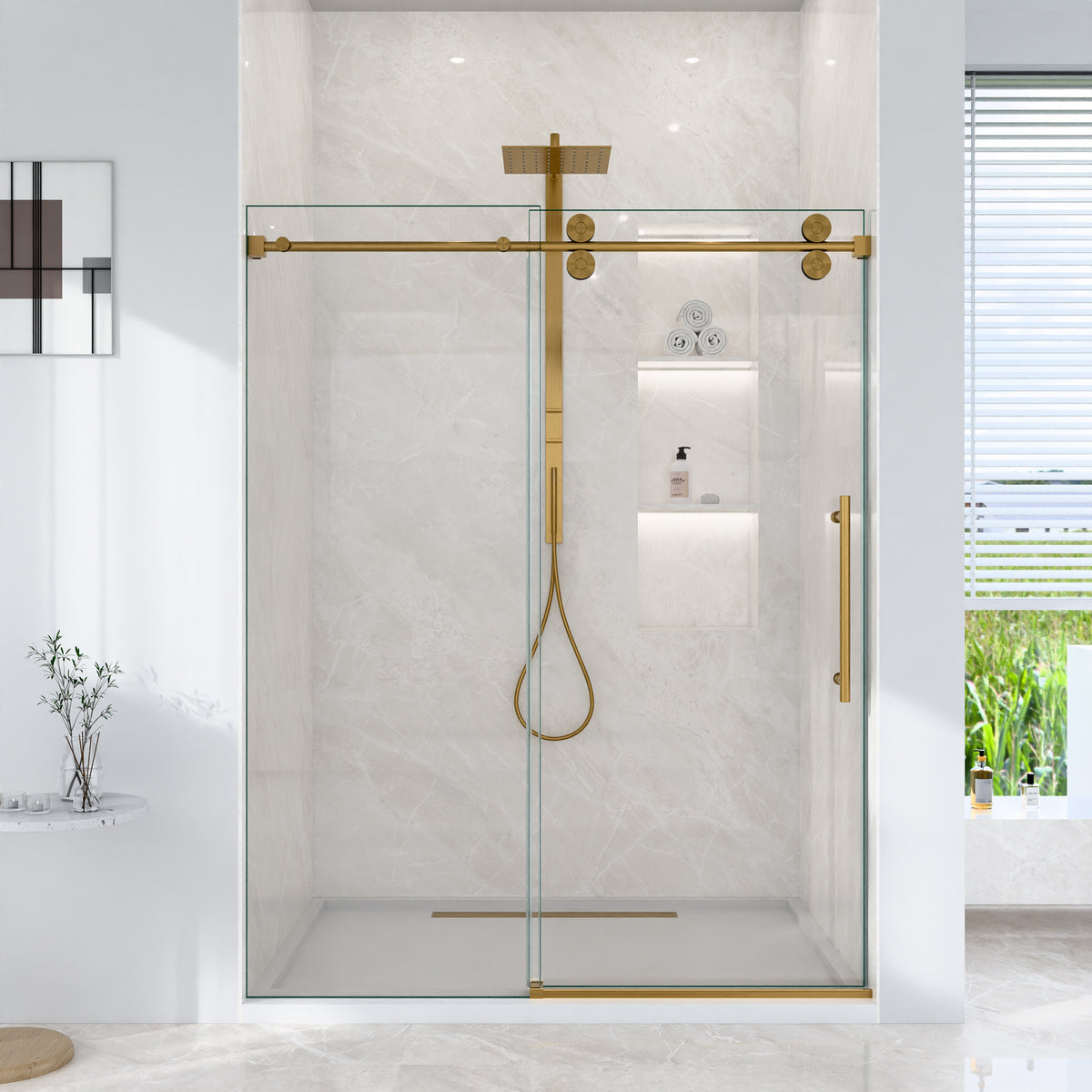 56"-60"W*72" H Frameless Single Sliding Shower Door