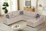 L-Shaped Sectional Sofa with Storage and Cup Holders