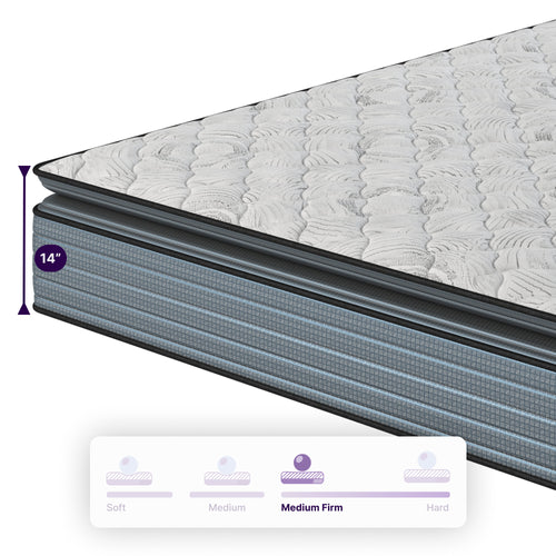 14 Inch Full Hybrid Pillow Top Mattress Foam Spring