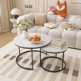 Round Wood Nesting Tables Set of 2 White