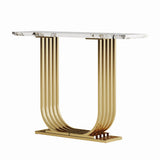 Engineered Wood Console Table White/Gold