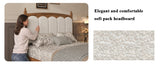 Queen Upholstered Platform Bed with Headboard Brown