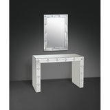 Mirrored Console Table - Faux Rhinestone Inlay - Sled Base - Assembled