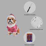 Christmas Pug Statue, Holiday Dog Figurine in Pink Santa Outfit