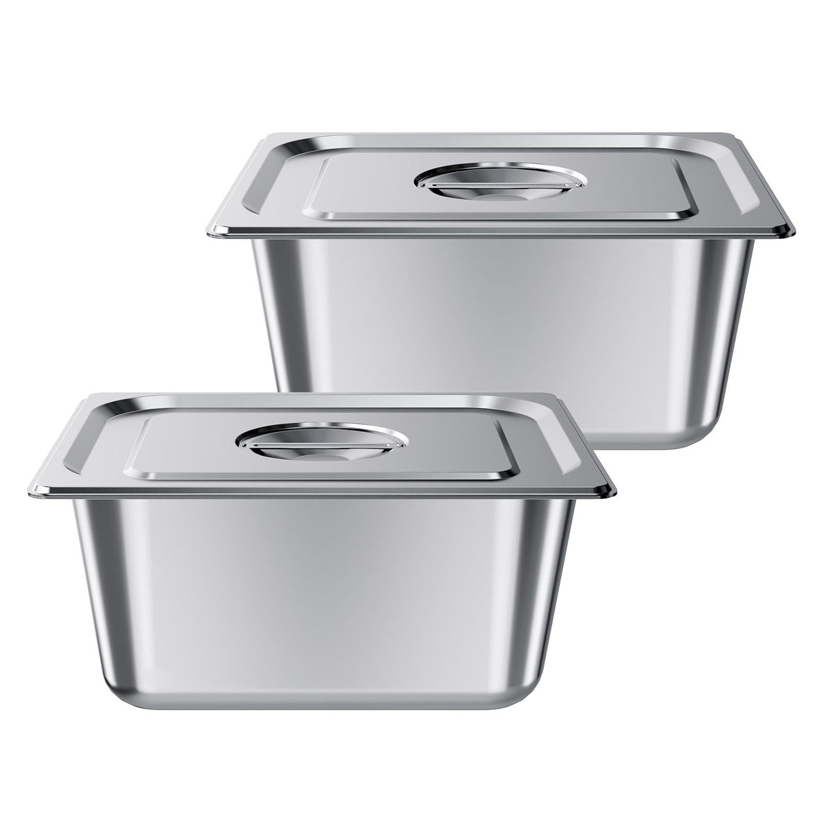 2 Pack Stainless Steam Hotel Pans, 1/2 Size Table Steam Pans With Lids