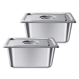 2 Pack Stainless Steam Hotel Pans, 1/2 Size Table Steam Pans With Lids