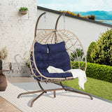 Wicker Outdoor Chair Dark Blue