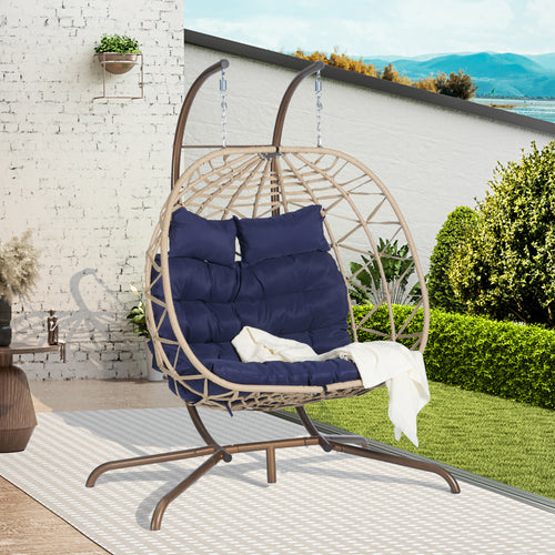Wicker Outdoor Chair Dark Blue