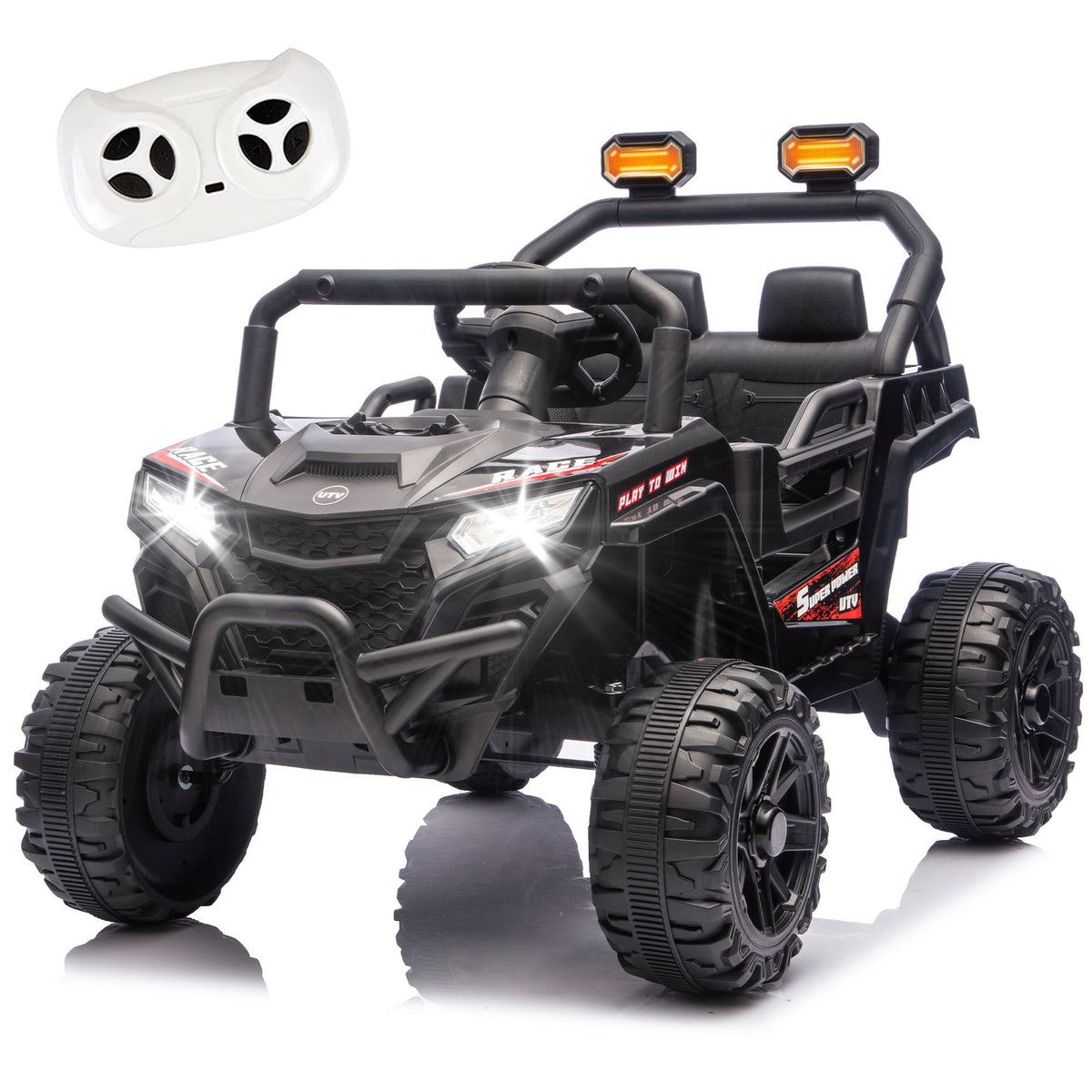 12V 2WD Kids Ride On UTV W/ 2.4G PC,Anti-Collision Bar,High Chassis,Anti-Slip Wh