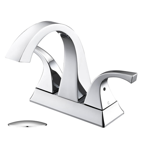 4 Inch Chrome Centerset Bathroom Sink Faucet with Pop-Up Drain