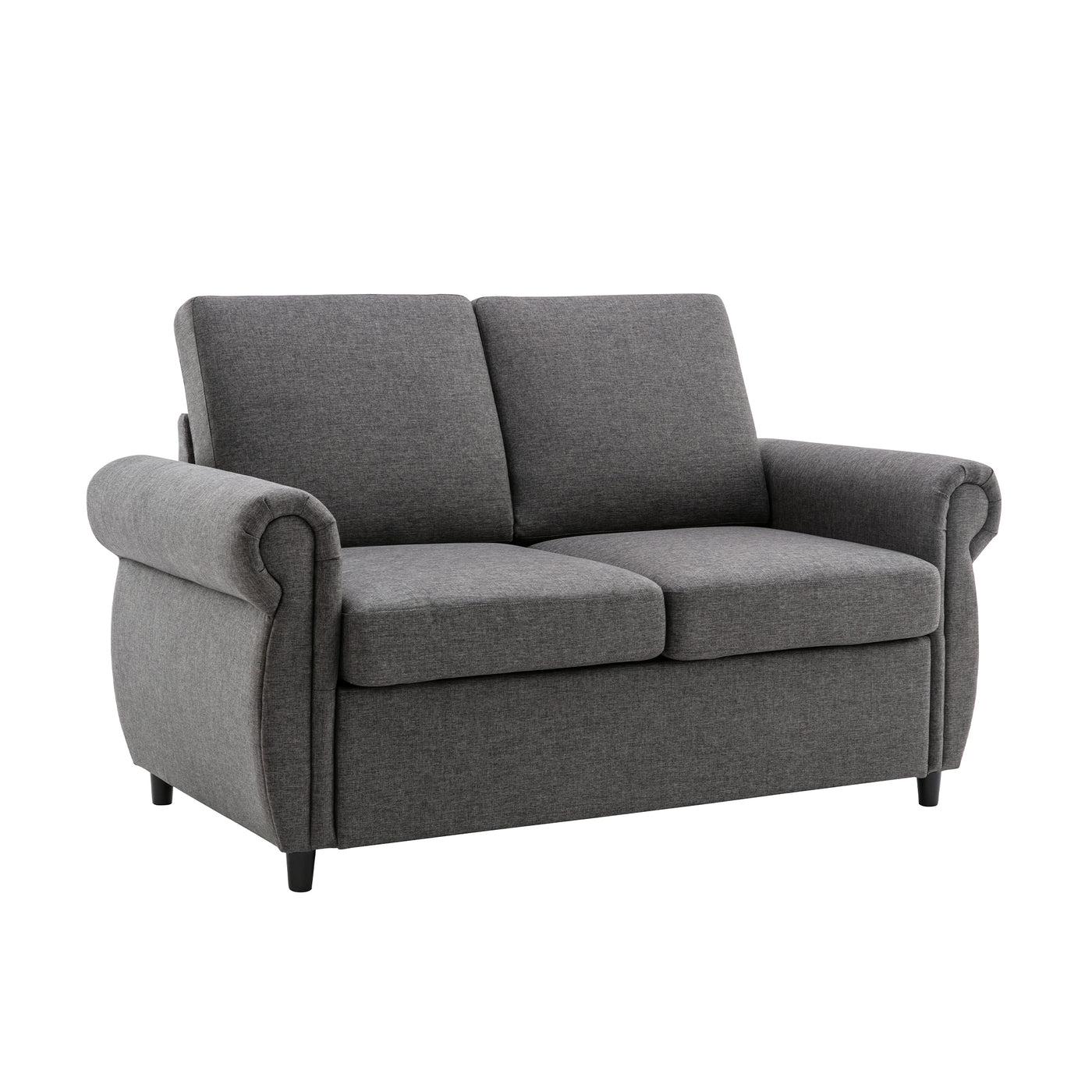 Orisfur Pull Out Sofa Bed Loveseat Sleeper with Twin Size Memory Mattress and USB Ports, Grey Linen, 57.9'